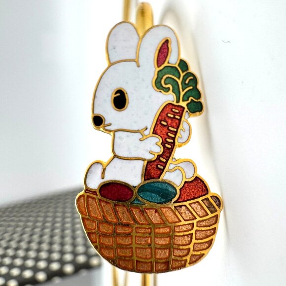 Cloisonné Set Of 2 Enamel Bookmarks Rabbit Easter Gold-Toned Metal Multicolor - Picture 4 of 7